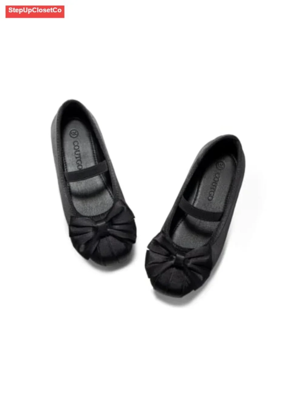 Girls Satin Ballet Flats Square Toe Bow Mary Jane Dress Shoes